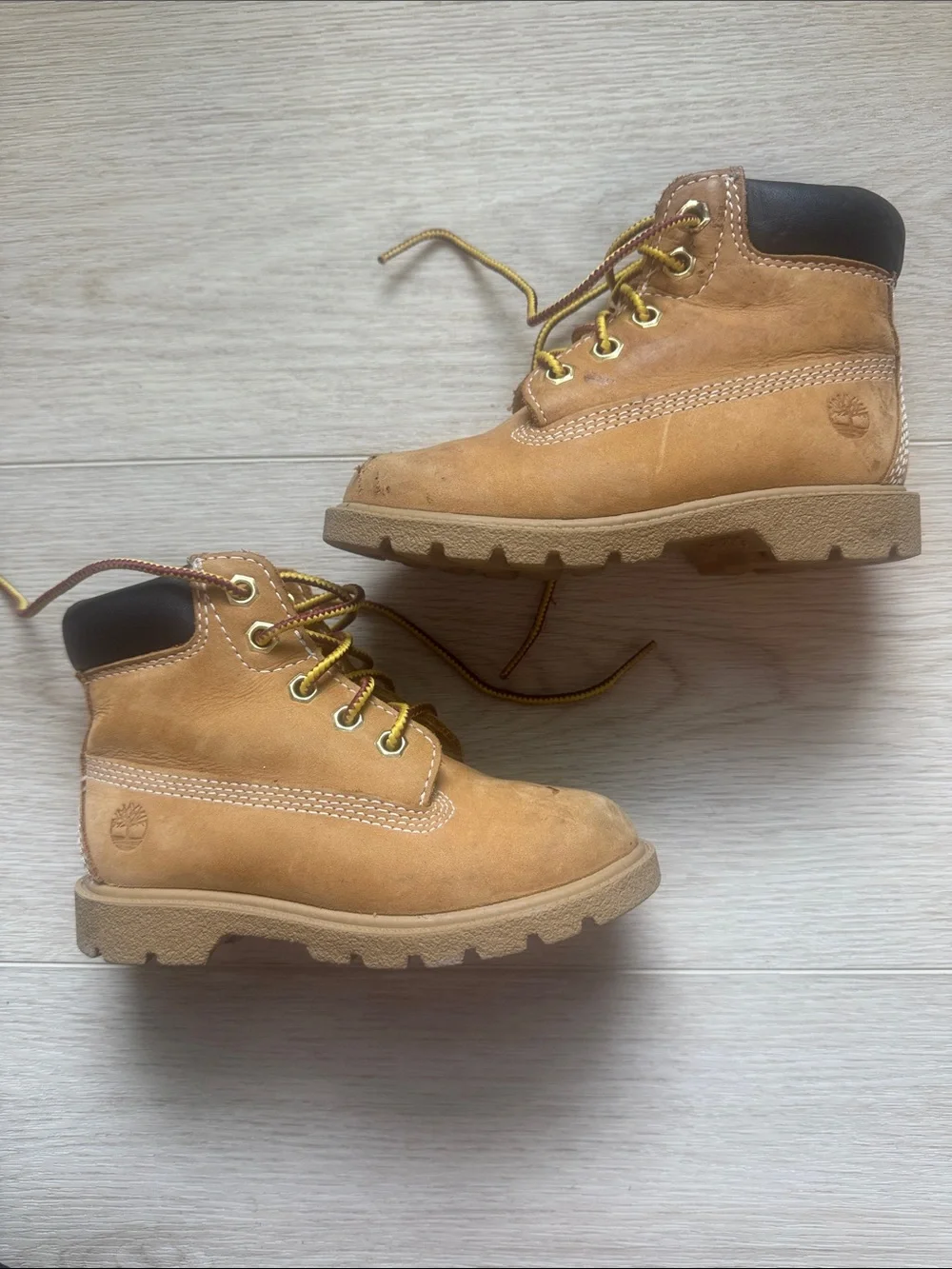 Timberland Kids Wheat Tan Leather Lace-Up Boots